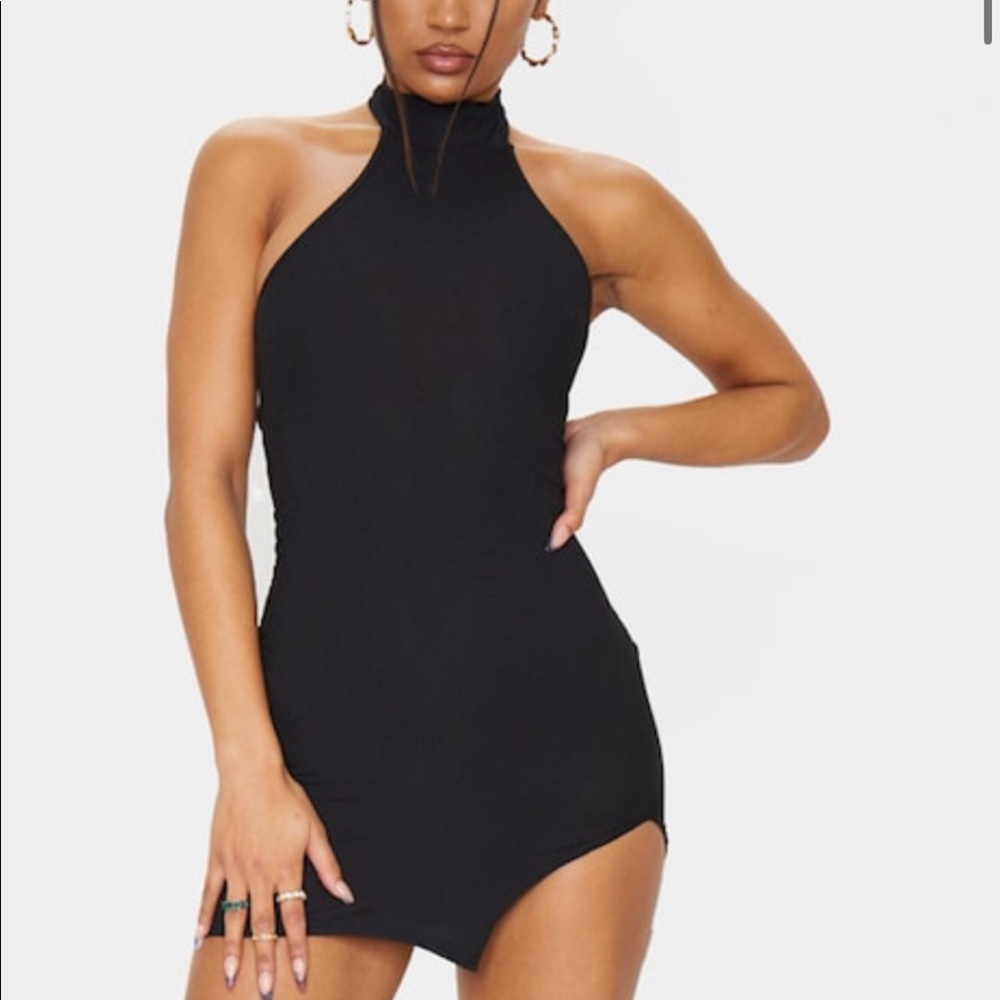 Black ribbed high neck Bodycon dress